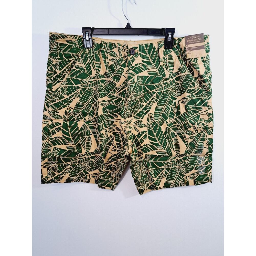 Roebuck & Co. Men's Green Tan Flat Front Short Modern Fit Size 40